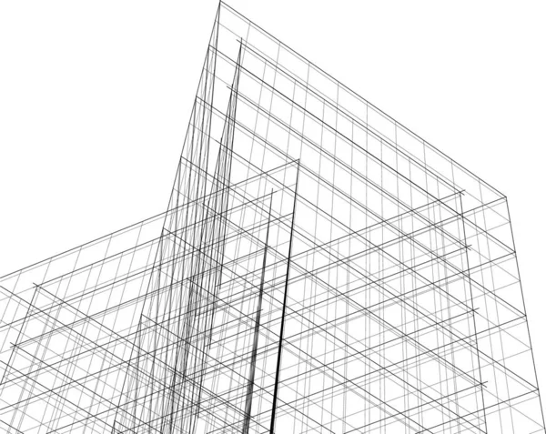 Abstracte Tekenlijnen Architectonisch Kunstconcept Minimale Geometrische Vormen — Stockvector