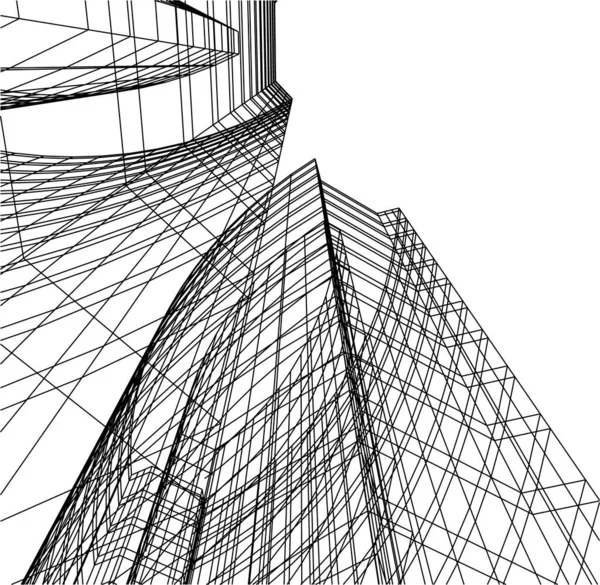 Abstraktní Kreslicí Čáry Architektonickém Pojetí Minimální Geometrické Tvary — Stockový vektor