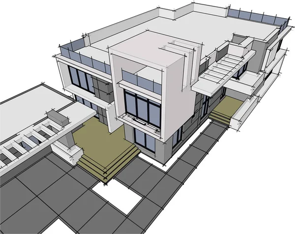 Abstrakcyjne Linie Rysunku Koncepcji Sztuki Architektonicznej Minimalne Kształty Geometryczne — Wektor stockowy