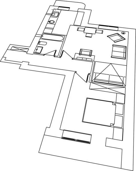 Abstrakcyjne Linie Rysunku Koncepcji Sztuki Architektonicznej Minimalne Kształty Geometryczne — Wektor stockowy