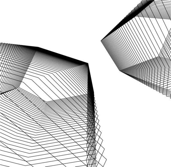 Elvont Rajzvonalak Építészeti Képzőművészetben Minimális Geometriai Formák — Stock Vector