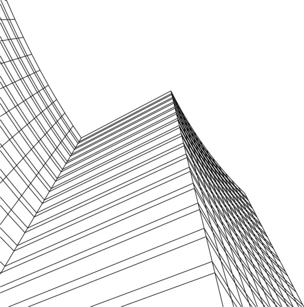 Abstrakta Teckningslinjer Arkitektonisk Konst Koncept Minimala Geometriska Former — Stock vektor