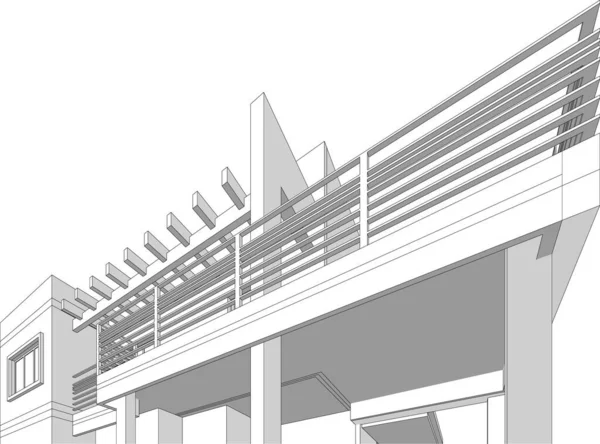 Abstrakte Zeichnungslinien Architektonischen Kunstkonzept Minimale Geometrische Formen — Stockvektor