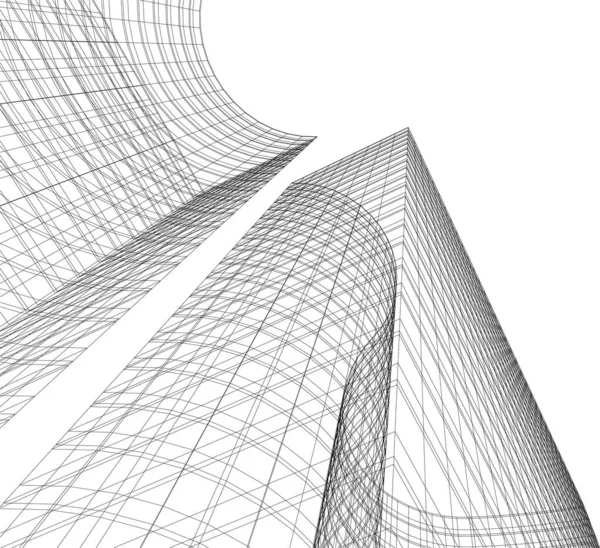 Líneas Abstractas Dibujo Concepto Arte Arquitectónico Formas Geométricas Mínimas — Archivo Imágenes Vectoriales