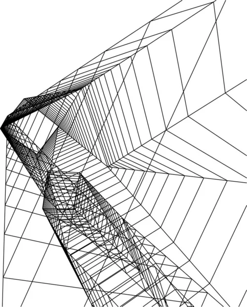 Abstrakte Zeichnungslinien Architektonischen Kunstkonzept Minimale Geometrische Formen — Stockvektor