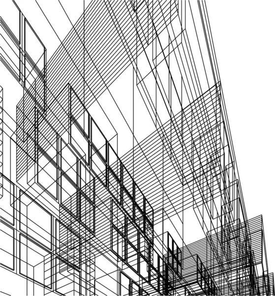 Elvont Rajzvonalak Építészeti Képzőművészetben Minimális Geometriai Formák — Stock Vector