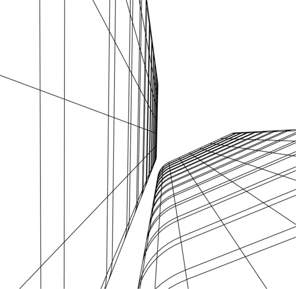 Abstracte Tekenlijnen Architectonisch Kunstconcept Minimale Geometrische Vormen — Stockvector