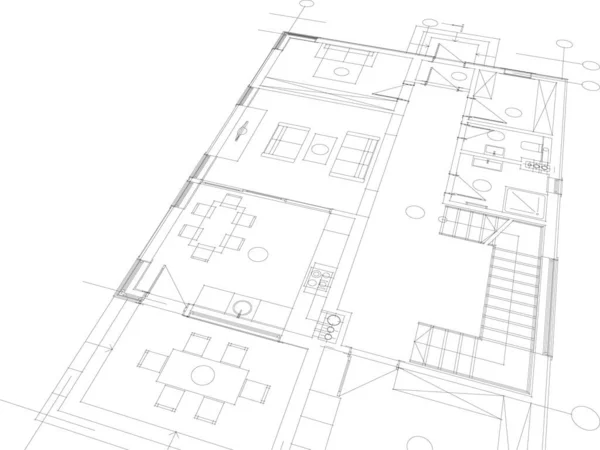 Líneas Abstractas Dibujo Concepto Arte Arquitectónico Formas Geométricas Mínimas — Archivo Imágenes Vectoriales