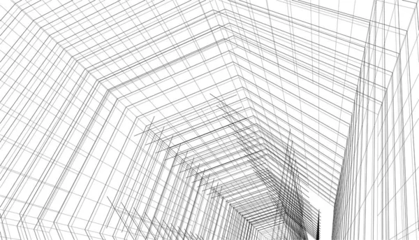 Lignes Dessin Abstraites Dans Concept Art Architectural Formes Géométriques Minimales — Image vectorielle