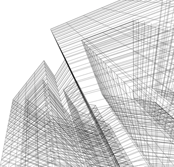 Líneas Abstractas Dibujo Concepto Arte Arquitectónico Formas Geométricas Mínimas — Archivo Imágenes Vectoriales