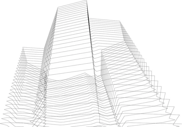 Linee Disegno Astratte Nel Concetto Arte Architettonica Forme Geometriche Minime — Vettoriale Stock