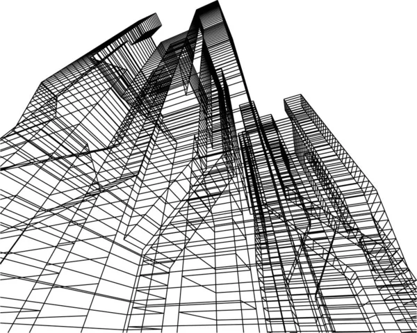 Abstrakte Zeichnungslinien Architektonischen Kunstkonzept Minimale Geometrische Formen — Stockvektor