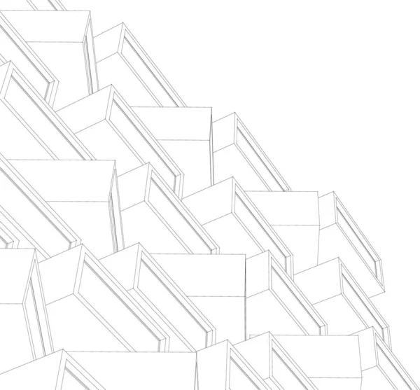 Lignes Dessin Abstraites Dans Concept Art Architectural Formes Géométriques Minimales — Image vectorielle