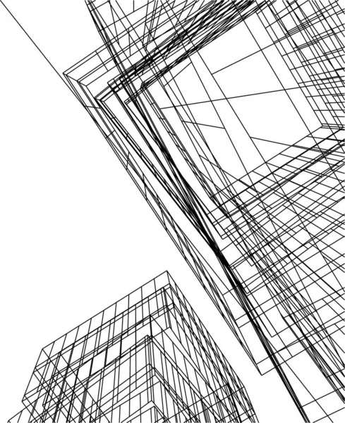 Abstrakta Teckningslinjer Arkitektonisk Konst Koncept Minimala Geometriska Former — Stock vektor