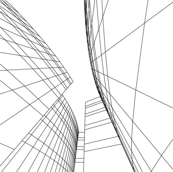 Abstracte Tekenlijnen Architectonisch Kunstconcept Minimale Geometrische Vormen — Stockvector