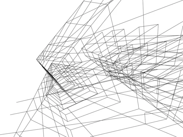 Líneas Abstractas Dibujo Concepto Arte Arquitectónico Formas Geométricas Mínimas — Vector de stock