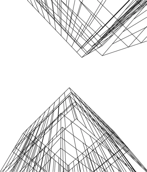 Linee Disegno Astratte Nel Concetto Arte Architettonica Forme Geometriche Minime — Vettoriale Stock