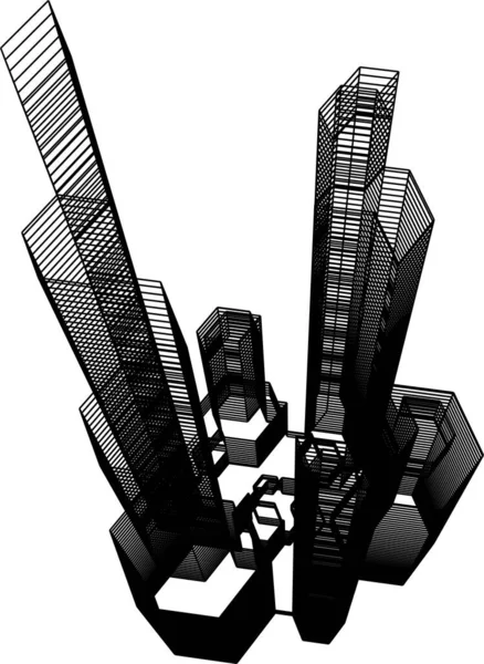 Абстрактные Чертежи Архитектурном Искусстве Минимальные Геометрические Формы — стоковый вектор