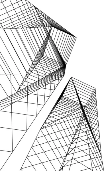 最小限の幾何学的形状建築線 — ストックベクタ