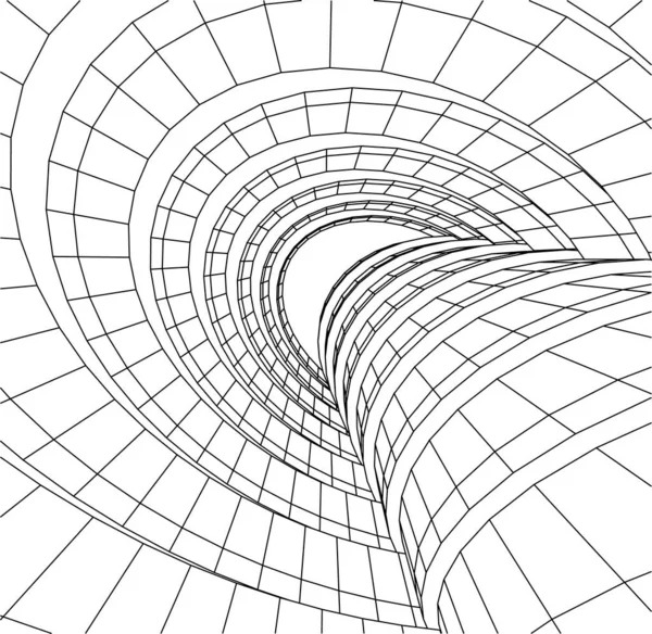 Abstrakta Teckningslinjer Arkitektonisk Konst Koncept Minimala Geometriska Former — Stock vektor