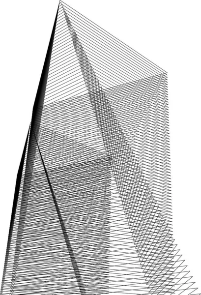 Abstrakta Teckningslinjer Arkitektonisk Konst Koncept Minimala Geometriska Former — Stock vektor