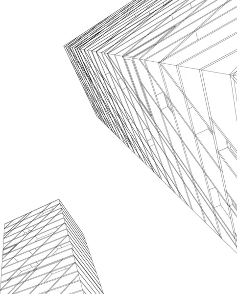 建筑艺术概念中的抽象绘图线 最小几何形状 — 图库矢量图片