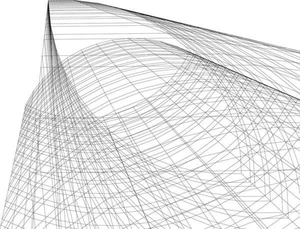 Líneas Abstractas Dibujo Concepto Arte Arquitectónico Formas Geométricas Mínimas — Vector de stock