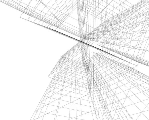 Abstrakta Teckningslinjer Arkitektonisk Konst Koncept Minimala Geometriska Former — Stock vektor