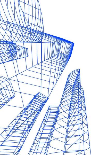 建筑艺术概念中的抽象绘图线 最小几何形状 — 图库矢量图片