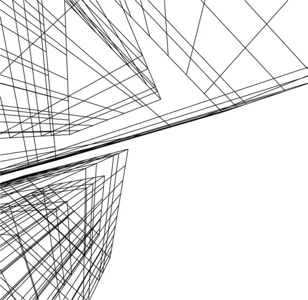 Abstrakta Teckningslinjer Arkitektonisk Konst Koncept Minimala Geometriska Former — Stock vektor