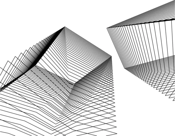 Abstrakcyjne Linie Rysunku Koncepcji Sztuki Architektonicznej Minimalne Kształty Geometryczne — Wektor stockowy