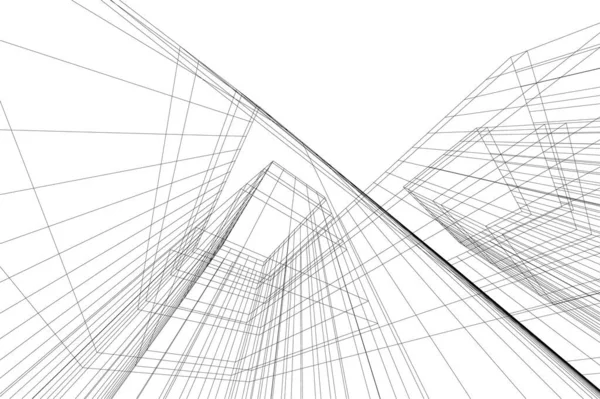 Linee Disegno Astratte Nel Concetto Arte Architettonica Forme Geometriche Minime — Vettoriale Stock