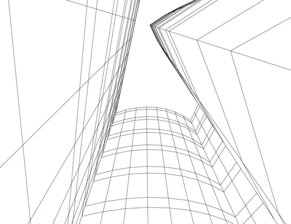 Abstracte Tekenlijnen Architectonisch Kunstconcept Minimale Geometrische Vormen — Stockvector