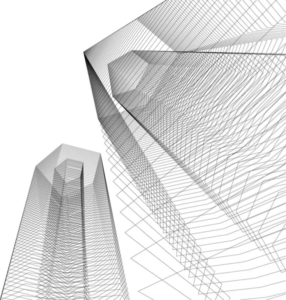 Abstracte Tekenlijnen Architectonisch Kunstconcept Minimale Geometrische Vormen — Stockvector