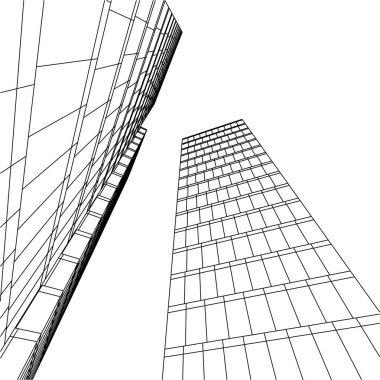 Mimari sanat konseptinde soyut çizgiler, minimum geometrik şekiller. 