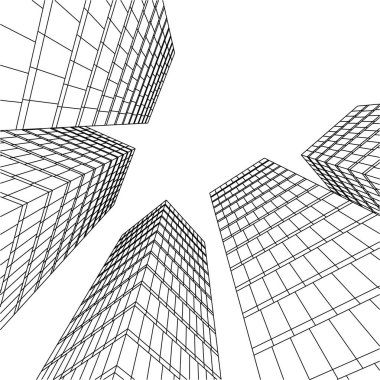 Mimari sanat konseptinde soyut çizgiler, minimum geometrik şekiller. 