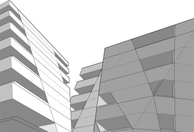 Mimari sanat konseptinde soyut çizgiler, minimum geometrik şekiller. 