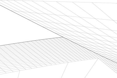 Mimari sanat konseptinde soyut çizgiler, minimum geometrik şekiller. 