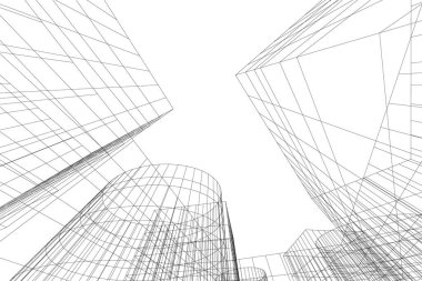 Mimari sanat konseptinde soyut çizgiler, minimum geometrik şekiller. 