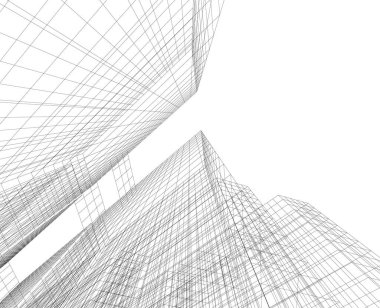 Arkaplanda mimari bina 3d illüstrasyon