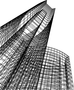 Mimari sanat konseptinde soyut çizgiler, minimum geometrik şekiller.