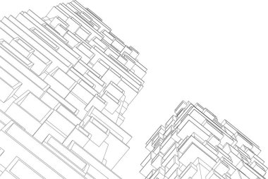 Mimari sanat konseptinde soyut çizgiler, minimum geometrik şekiller. 