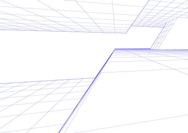 Mimari sanat konseptinde soyut çizgiler, minimum geometrik şekiller. 