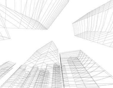 Mimari sanat konseptinde soyut çizgiler, minimum geometrik şekiller. 