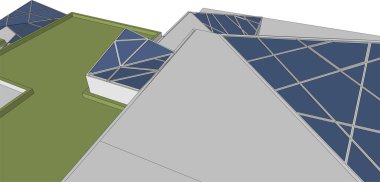 Mimari sanat konseptinde soyut çizgiler, minimum geometrik şekiller. 