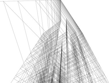 Mimari sanat konseptinde soyut çizgiler, minimum geometrik şekiller. 