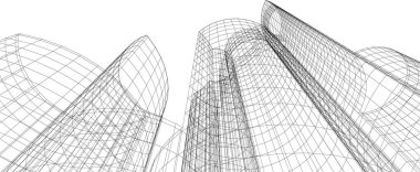 Mimari sanat konseptinde soyut çizgiler, minimum geometrik şekiller. 