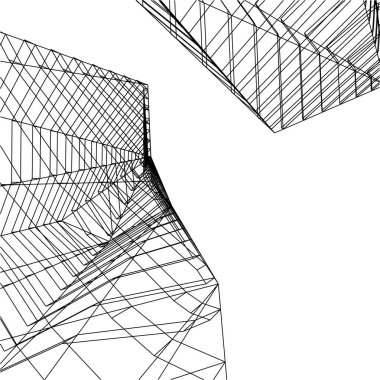 Mimari sanat konseptinde soyut çizgiler, minimum geometrik şekiller. 