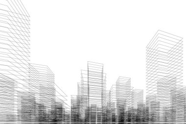 Mimari sanat konseptinde soyut çizgiler, minimum geometrik şekiller.