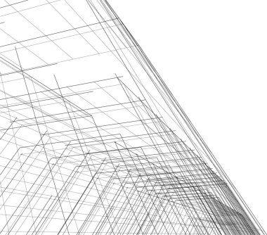 Mimari sanat konseptinde soyut çizgiler, minimum geometrik şekiller. 